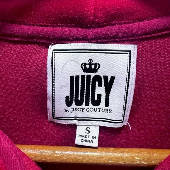 Juicy Couture 2cp Set Cherry Bomb Red Velour Zip Up Hoodie S & Wide Leg Pants XS - Picture 4 of 11